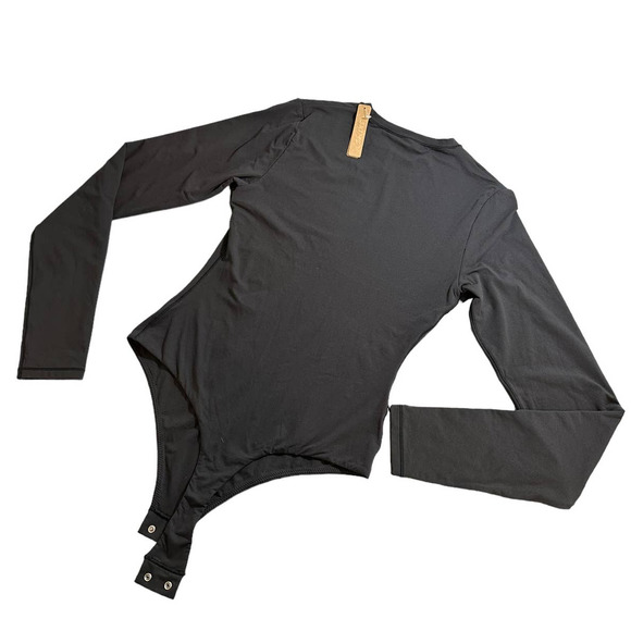 SKIMS NEW Fits Everybody Long Sleeve Crew Neck Bodysuit Onyx Black Medium NWOT - Picture 4 of 8